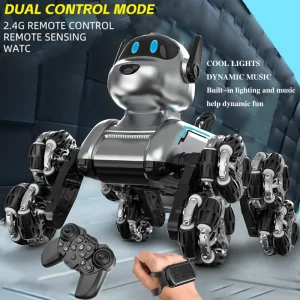 New Eight-wheel Stunt Mechanical Dog Remote Control Toy Gesture Induction Climbing Deformation Electric Intelligent Dog Gift Toy