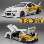 1：24 Scale GTR R34 Wide Body Alloy Model Decorate Sports Car With LED Lights Engine Sound Effects Diecast Collectible Toys Gifts - Image 3