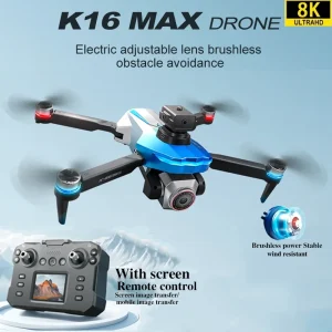 K16 MAX Screen Controlled Version Drone 8K Professional HD Camera Obstacle Avoidance Foldable RC Quadcopter Helicopter Toy Gift