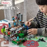 New DIY 600+PCS Building Village Tree House Waterfall Dig Mine Shaft Monster Railway Ore Car Building Blocks Toy For Kids Gifts