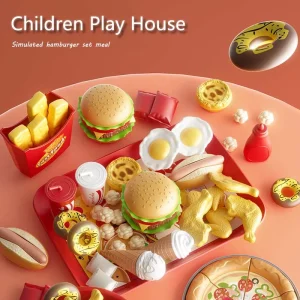 Simulation Food Cooking Toy Set Realistic Your Own Hamburger Pizza Fries With Safe Plastic Knife Ideal Pretend Play Gift For Kid