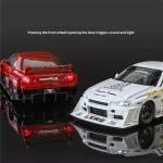 1：24 Scale GTR R34 Wide Body Alloy Model Decorate Sports Car With LED Lights Engine Sound Effects Diecast Collectible Toys Gifts - Image 4